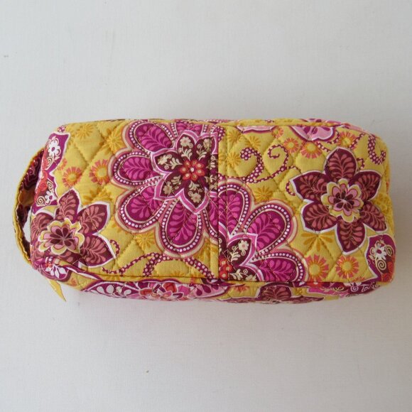 Vera Bradley Women's Bali Gold Yellow Patterned Makeup Toiletry Cosmetic Bag - Picture 7 of 12